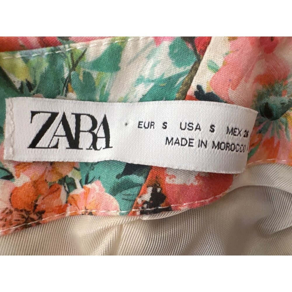 ZARA Floral One-Shoulder Ruched Mini Dress With Bow Detail - Picture 4 of 12